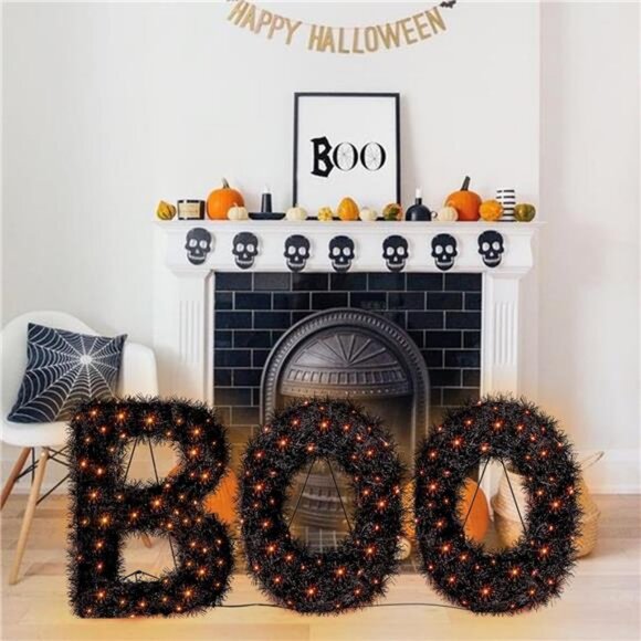 3 Piece Outdoor Boo Sign Halloween Decoration, Lighted Boo Yard Display Set - Picture 5 of 7